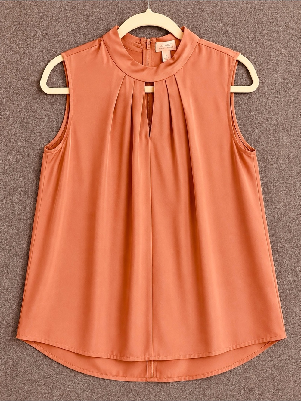 Rebecca Taylor Tailored Terracotta 100% Silk Sleeveless Blouse Size 6